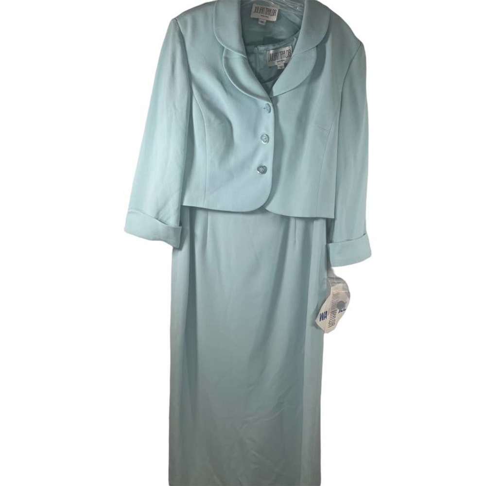 Julian Taylor NY Size 12 2 Piece Sleeveless Dress and Suit Jacket Baby Blue